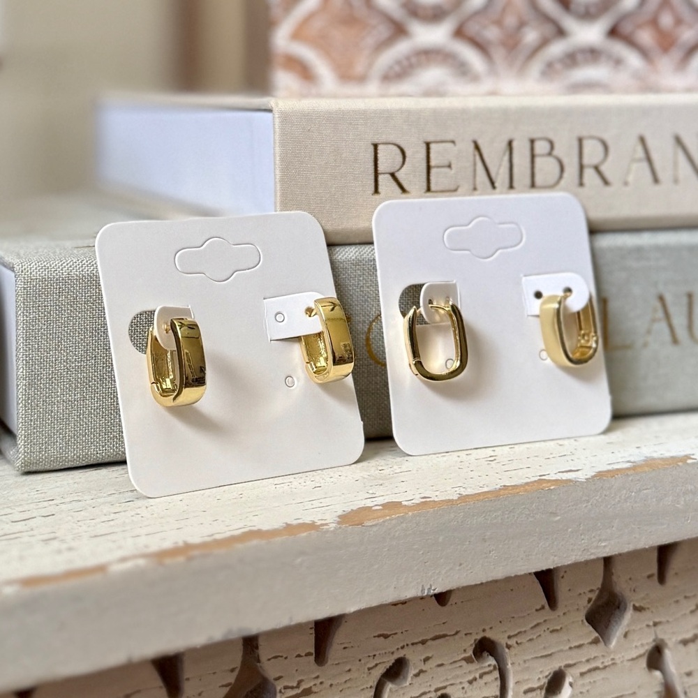 Shashi Rectangle Huggie Earrings